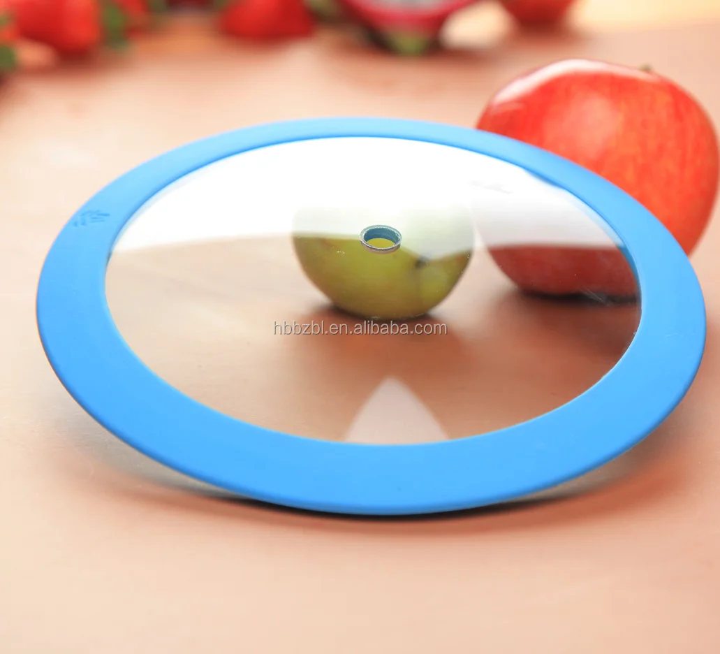 Amazon Hot selling silicone lid tempered glass lid with silicone rim silicone glass lid for cookware
