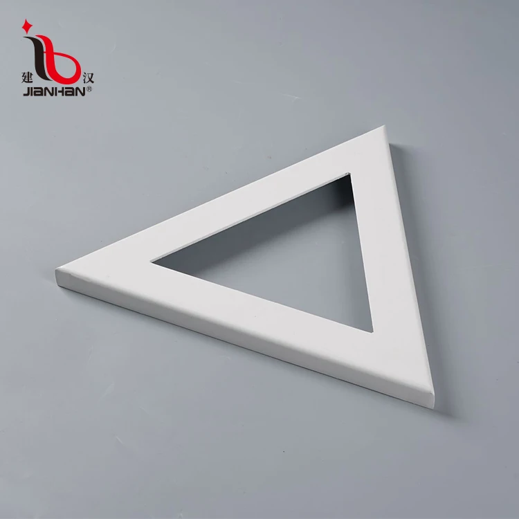 Office building outer wall aluminium engraved white triangle shape decor wall curtain panel