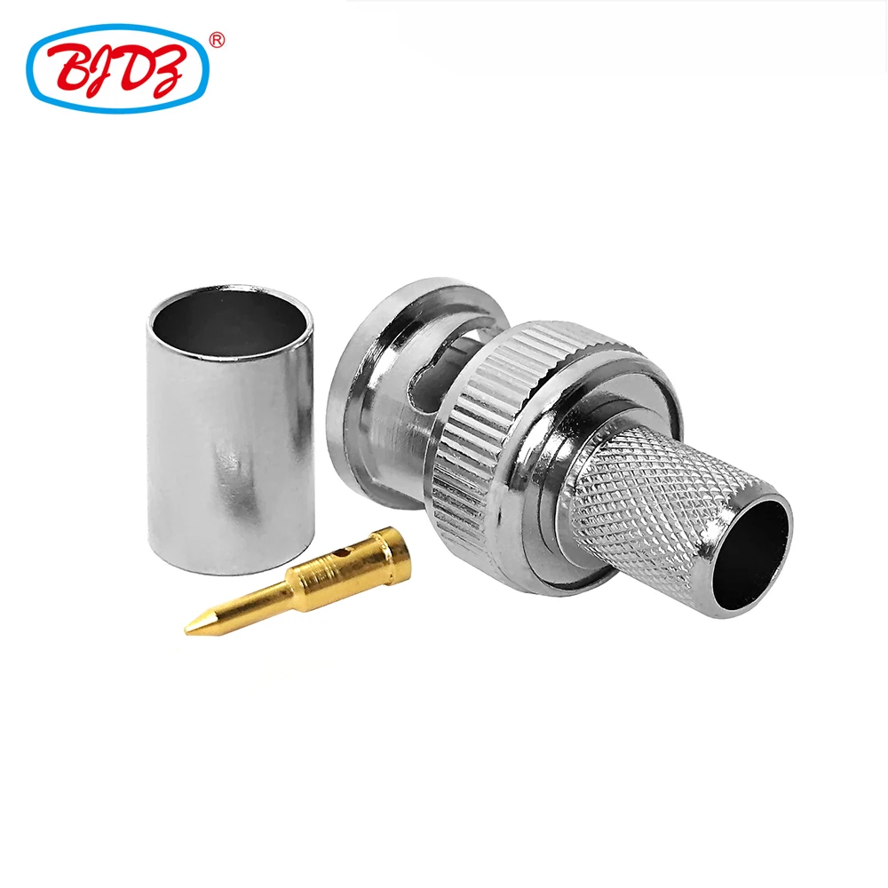 Factory supply Brass Connector BNC male  plug for RG6 LMR300 5DFB RF-5 cable brass connector rf jumper in stock ROHS