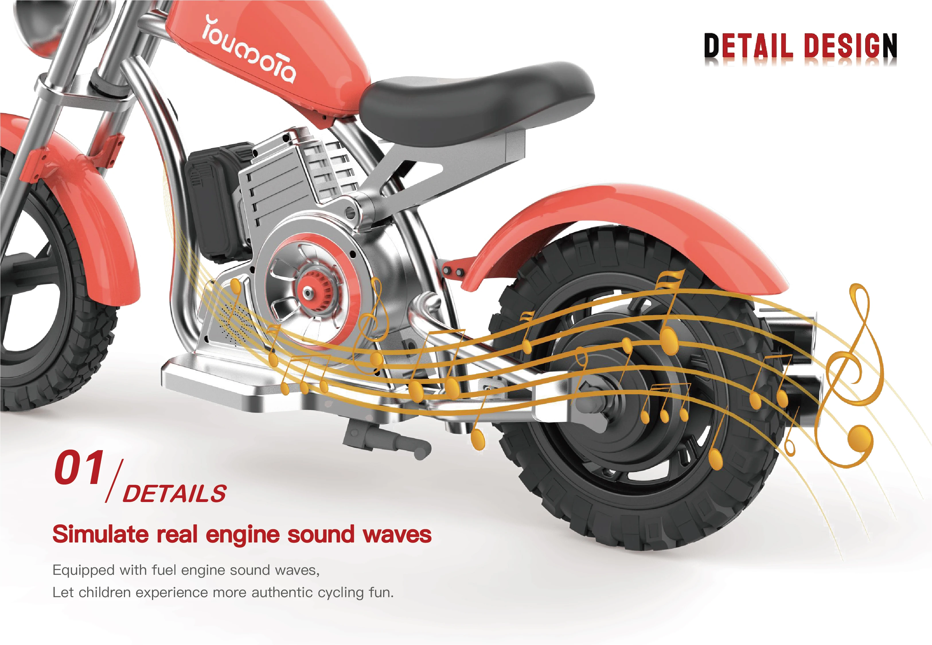 18.5V 160W Motor Power Kids Electric Motorcycle 2-Wheel 3-Speed Modes Age 3-6 for Young Riders