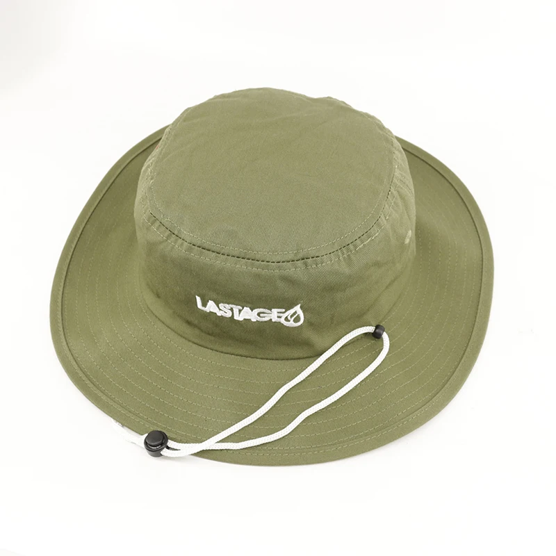 custom outdoor camping wide brim adjustable embroidery logo fisherman bucket hat with string
