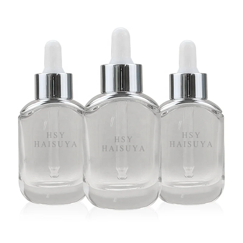 Custom Luxury transparent teardrop cylinder 50ml 2oz 4oz 100ml serum glass perfume oil dropper bottles for cuticle oil with box