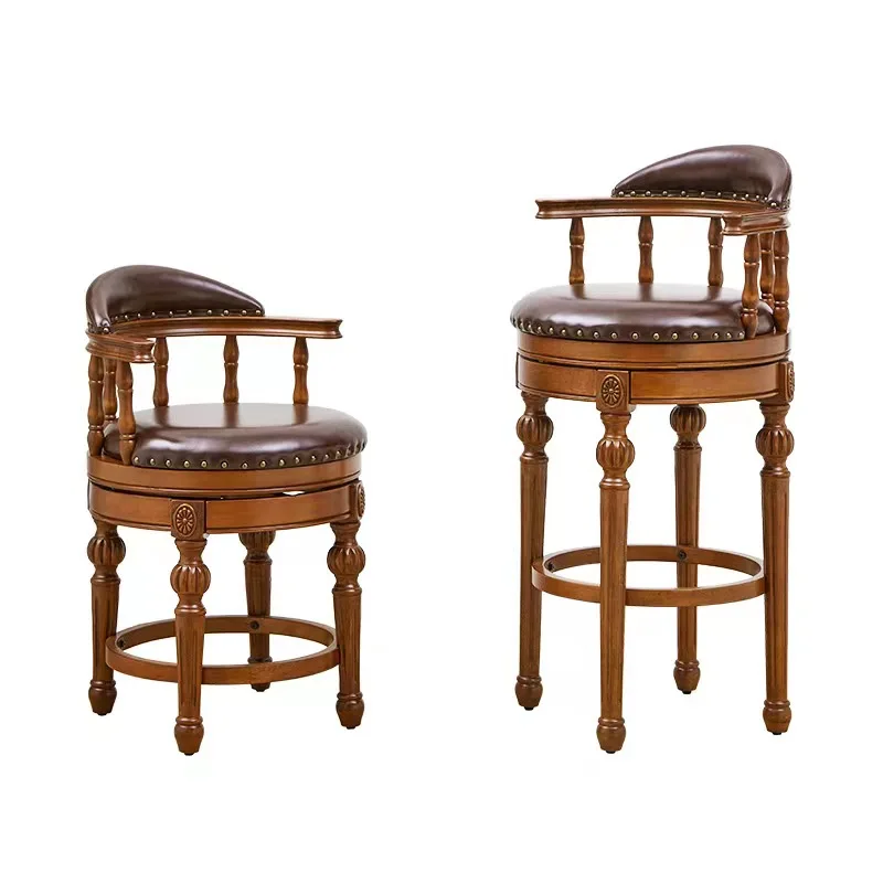 JXT Super Quality Modern Backless Round Backless Seat Vintage Wooden Bar Chair Stools Furniture