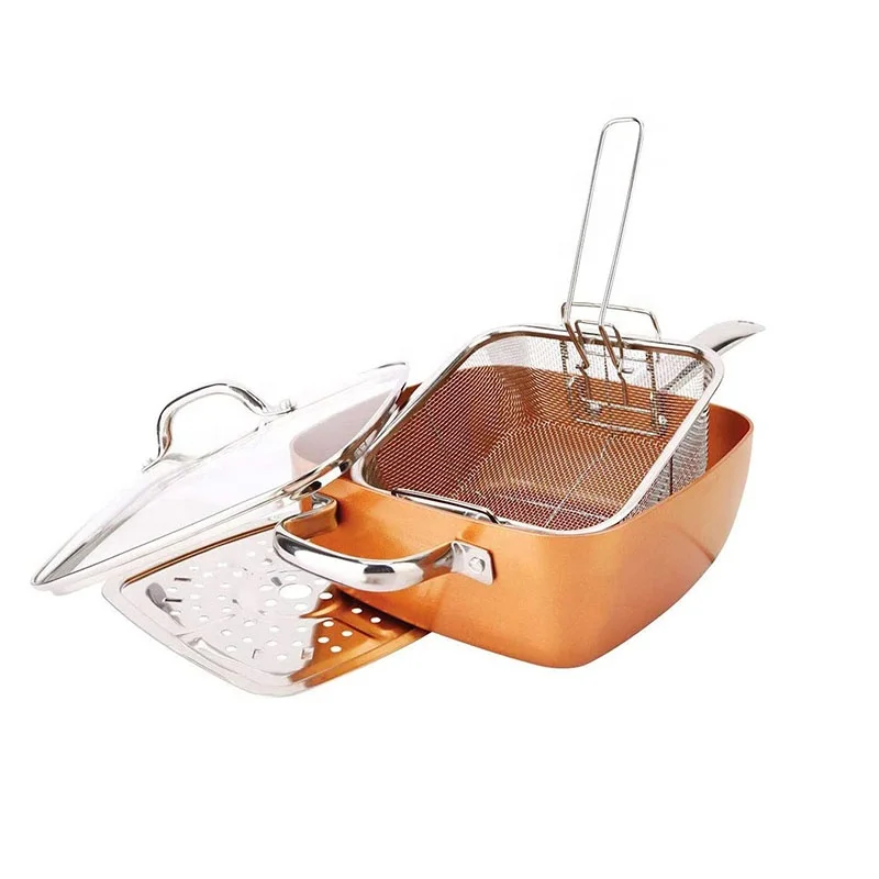 Hot sell die cast aluminum kitchen wear aluminum items food Steamers pot copper stone frying pan