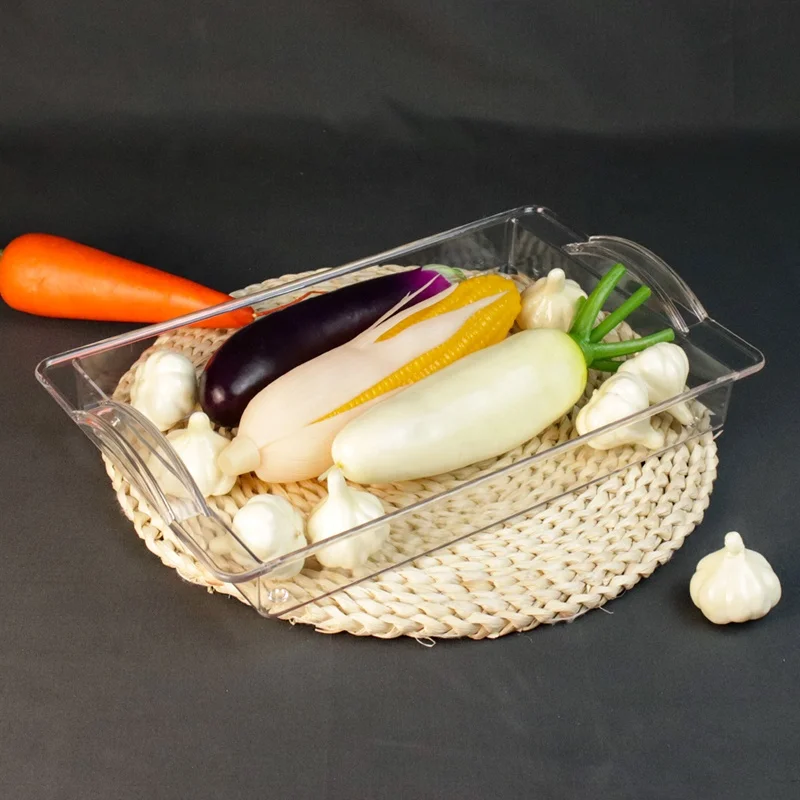 00S6 Clear Acrylic Serving Tray with Handles Organizer Space Saver Food Drinks Server Plastic Napkin Tray