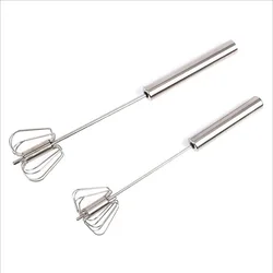 Food Grade Metal Stainless Steel Egg Beater Semi-automatic Rotating Mixer Cream Kitchen Cooking Mixing Tools Stirring Whisk