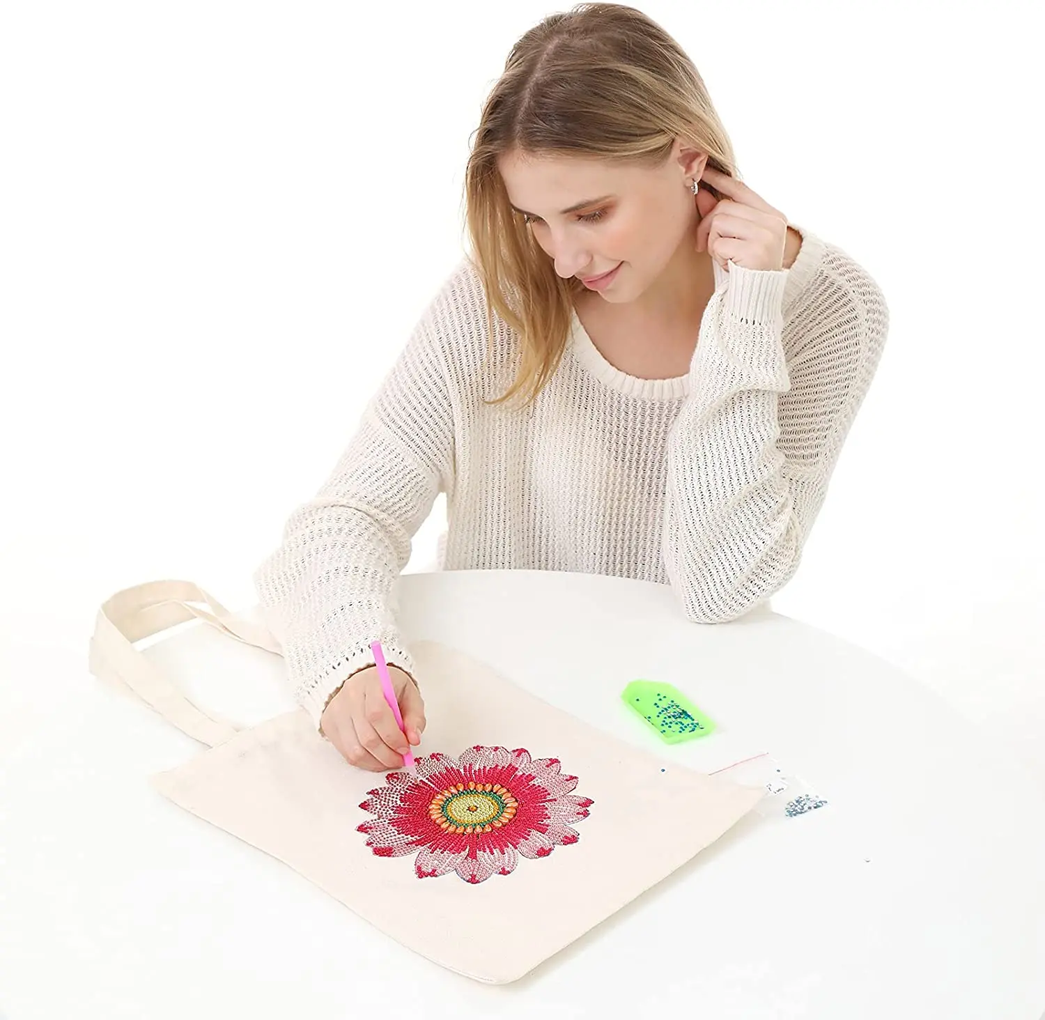 Color diamond painting reusable shopping bag fabric handbag with handle commodity bag