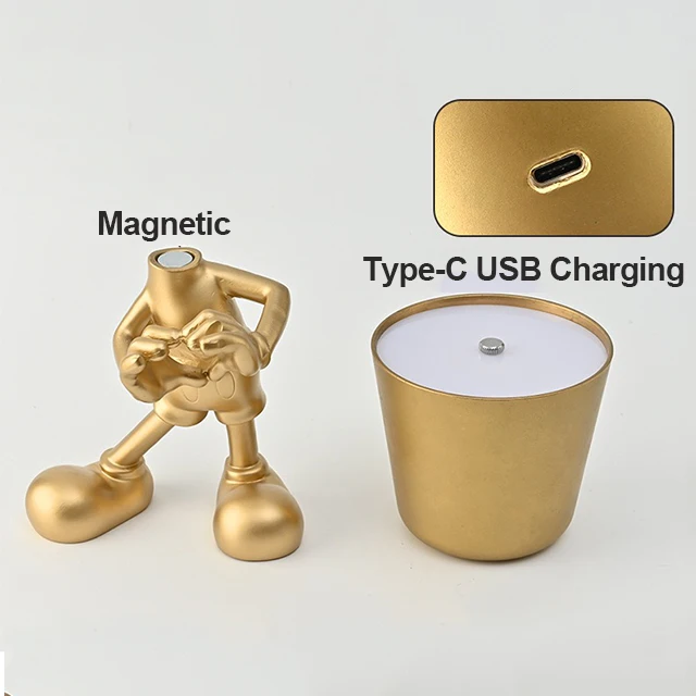 LED Desk Lamp USB Rechargeable Touch Control Human Body Design Little Man Table Lamps Night Light For Bedroom Decor study Office