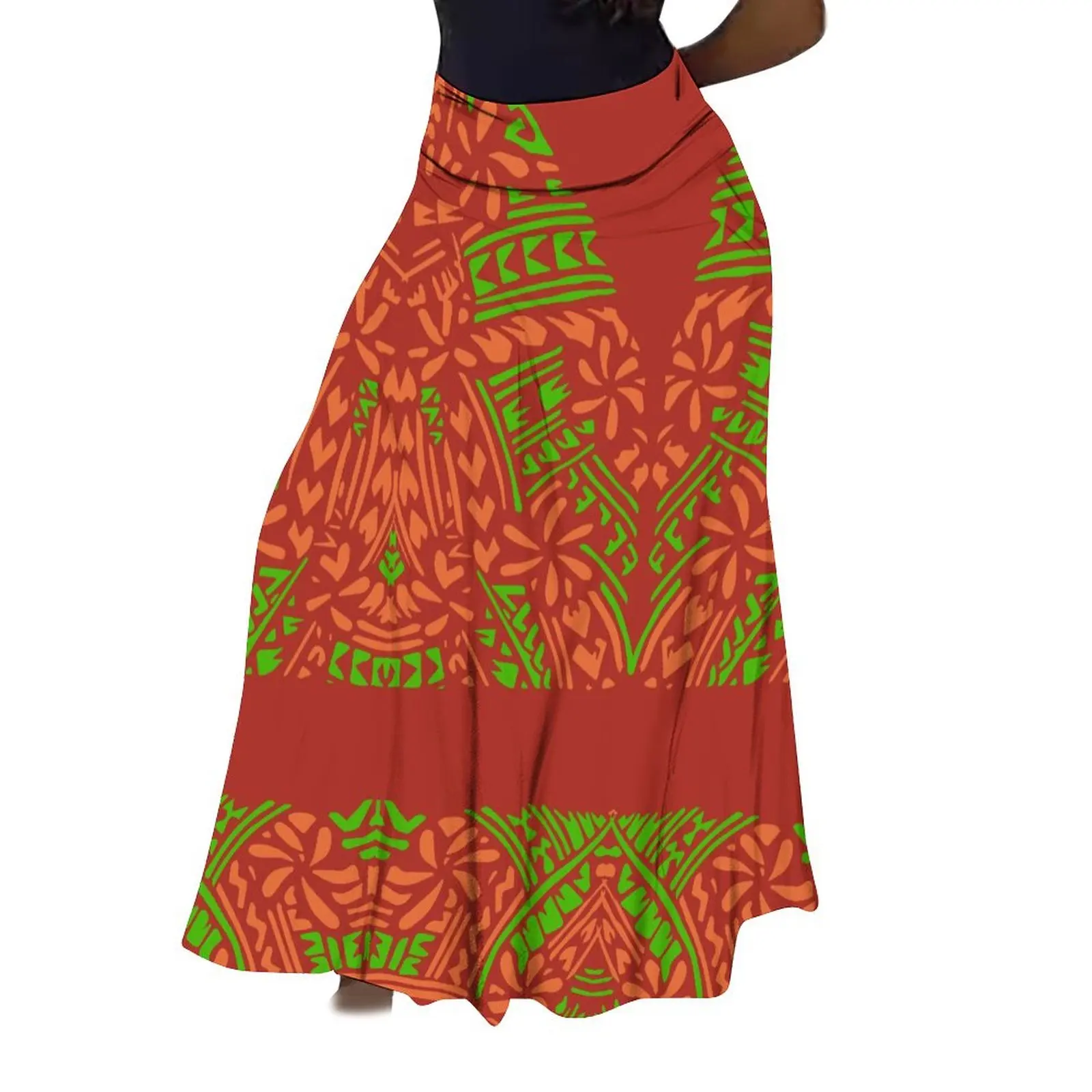 New Design Polynesian Hawaii Tribal Printed Women Skirts Vintage High Waisted A-Link Long Maxi Skirt Casual Holiday Beach Skirt