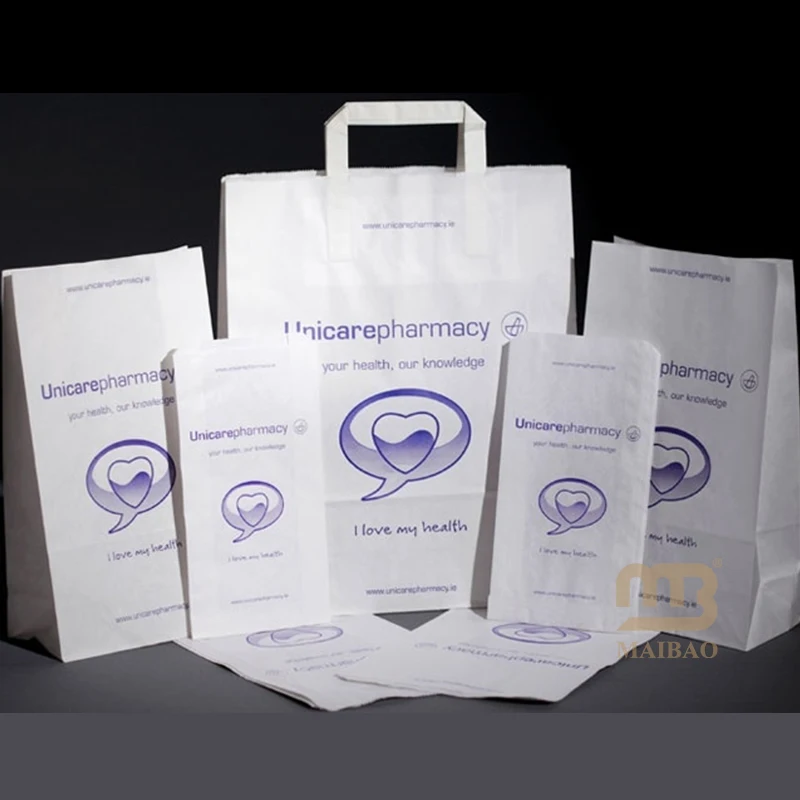 wholesale Custom printing Animal pharmacy sos bags pet hospital Veterinary prescribtion drug white craft  kraft paper bag