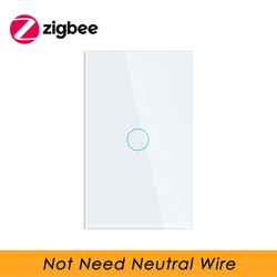 1/2/3/4 gang Zigbee Smart Home Electric Switch Zigbee Touch Switch Google Alexa Voice Control Glass Touch Switch