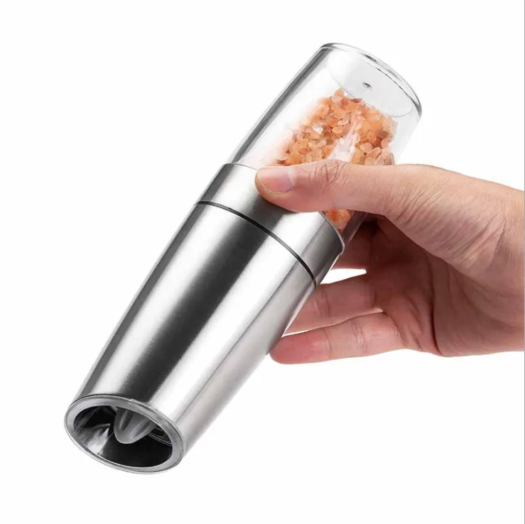 
Amazon New Style LED Light Full Automatic Ceramic Core Stainless Steel Gravity Electric Grinder 