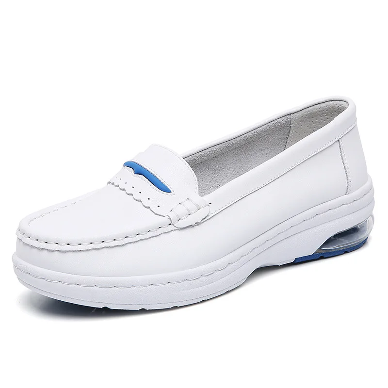 up-4177r  Females Comfortable Hospital White Leather Nurse Shoes Breathable Thick Sole Women Nursing Shoes