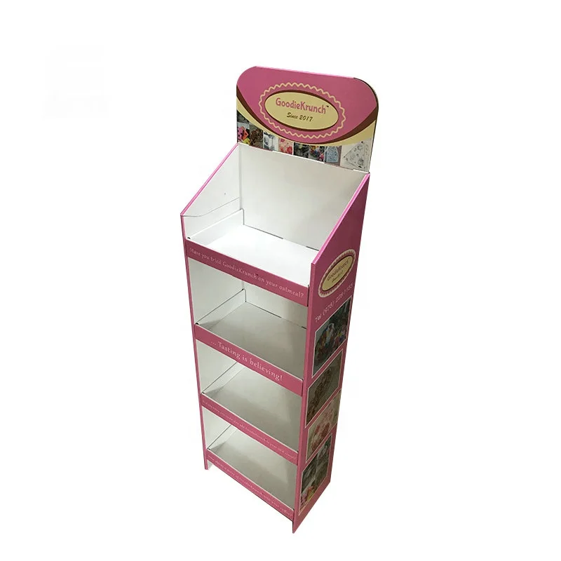 POP Retail Snack Food Display Custom Made Recyclable Cardboard Shelf Display Stand For Snacks