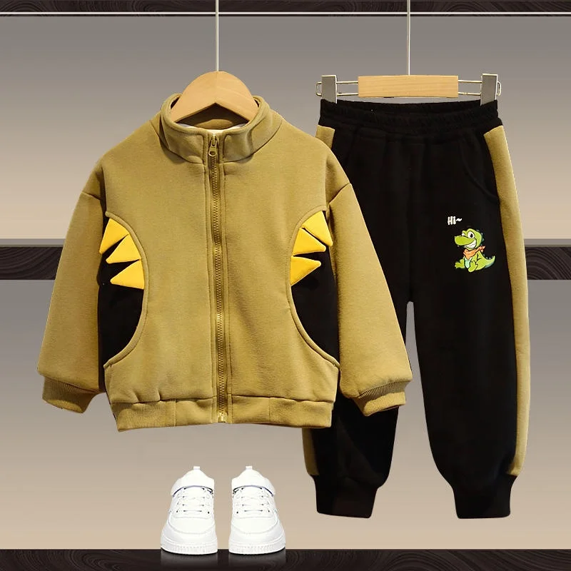 Boys Solid Long-Sleeve Hoodie Sweatshirt and Jogger Sweatpants 2 Piece Casual Outfit