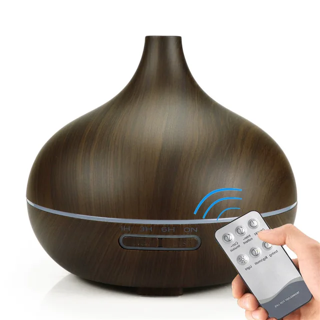 Classic Design 500ml 7 Color Light  Home Wood Grain Smart Electronic Aroma Diffuser Desktop Air Humidifier With Remote Control