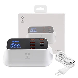  Laimoda США Великобритании и Европы QC3.0 быстрой зарядки 8USB зарядное устройство многофункциональные со светодиодным дисплеем 5V8A телефона Зарядка USB c