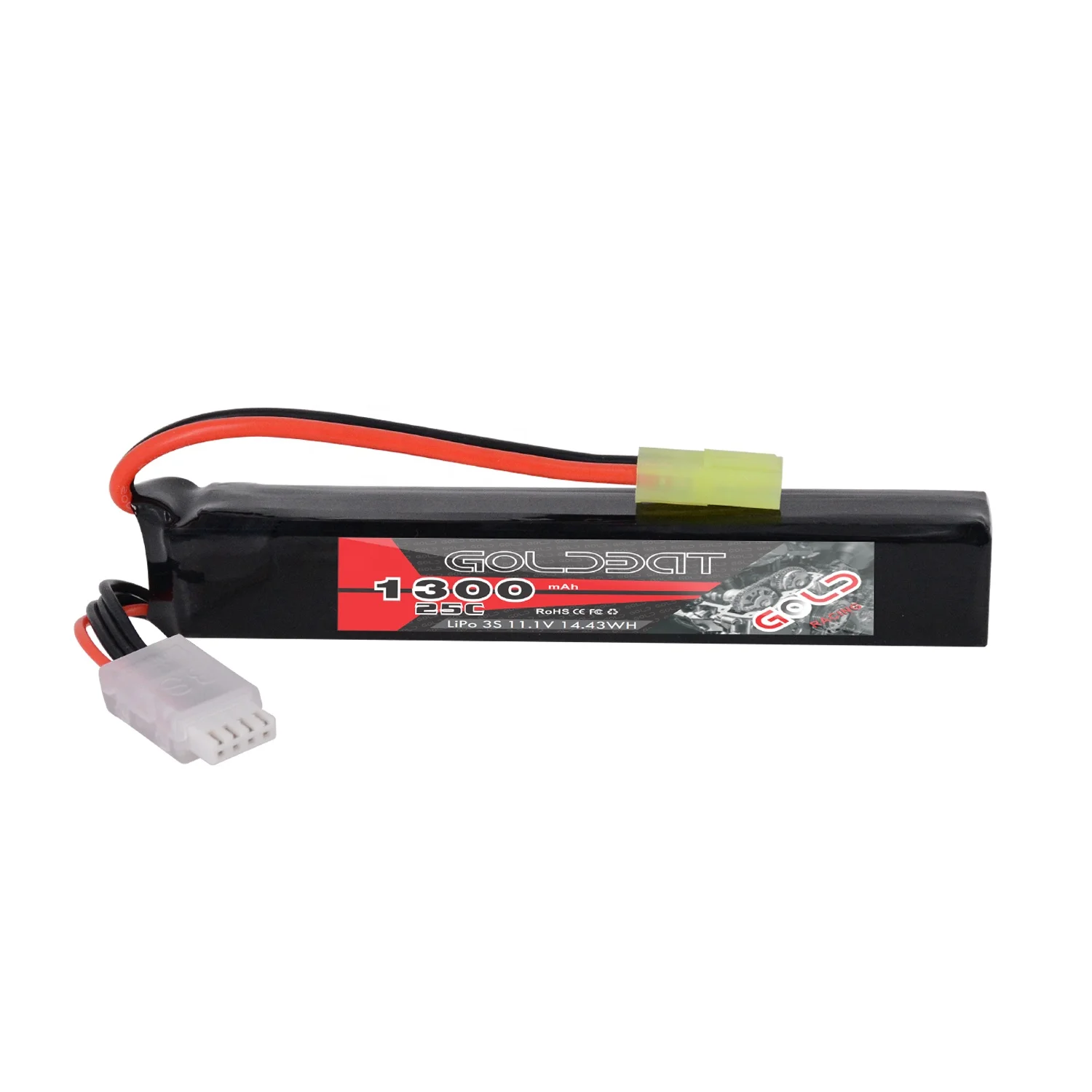 High Capacity GOLDBAT 1300mAh 11.1V 25C 3S Lithium Ion Battery Lipo Packs for Airsoft Toys