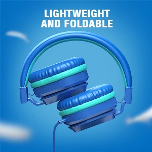 Children Headphones with Microphone 3.5mm Jack Stereo On-Ear Headphones with 1.5M Tangle-Free Cord Wired Kids Headset