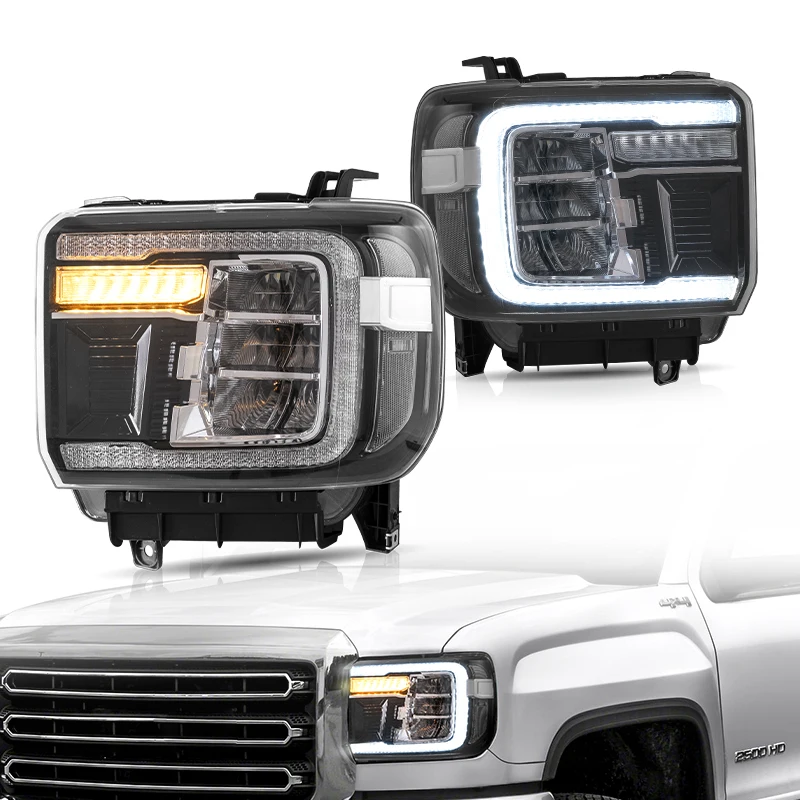 VLAND Full LED Car Head Light SIERRA 1500 Assembly 2014-2018 Front Lamp 2015-2019 Headlights For GMC SIERRA 2500HD 3500HD