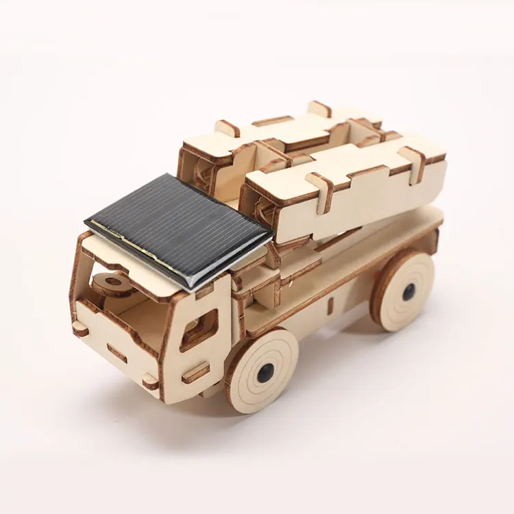  Wooden Intelligent 3d puzzle car Missile Truck Solar Car for