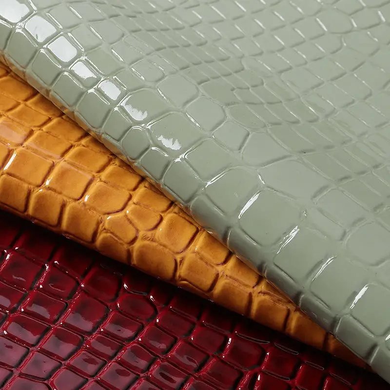 Wholesale Artificial Leather Waterproof high glossy crocodile leather PU faux leather for handbags shoes