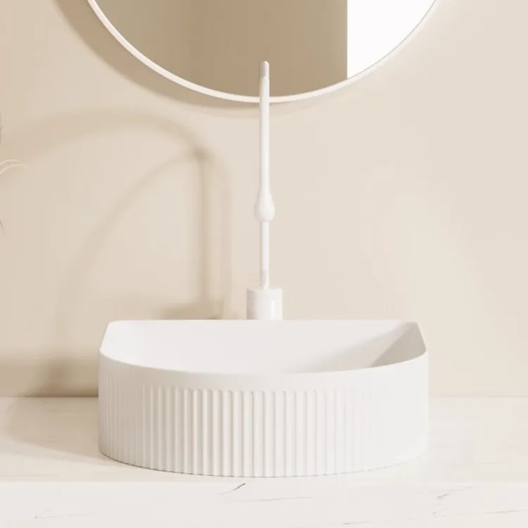 Longstar Vertical Scandinavian Style Round Countertop Basin Oval Household Handwash Basin Ceramic Basin New Washstand Washbasin