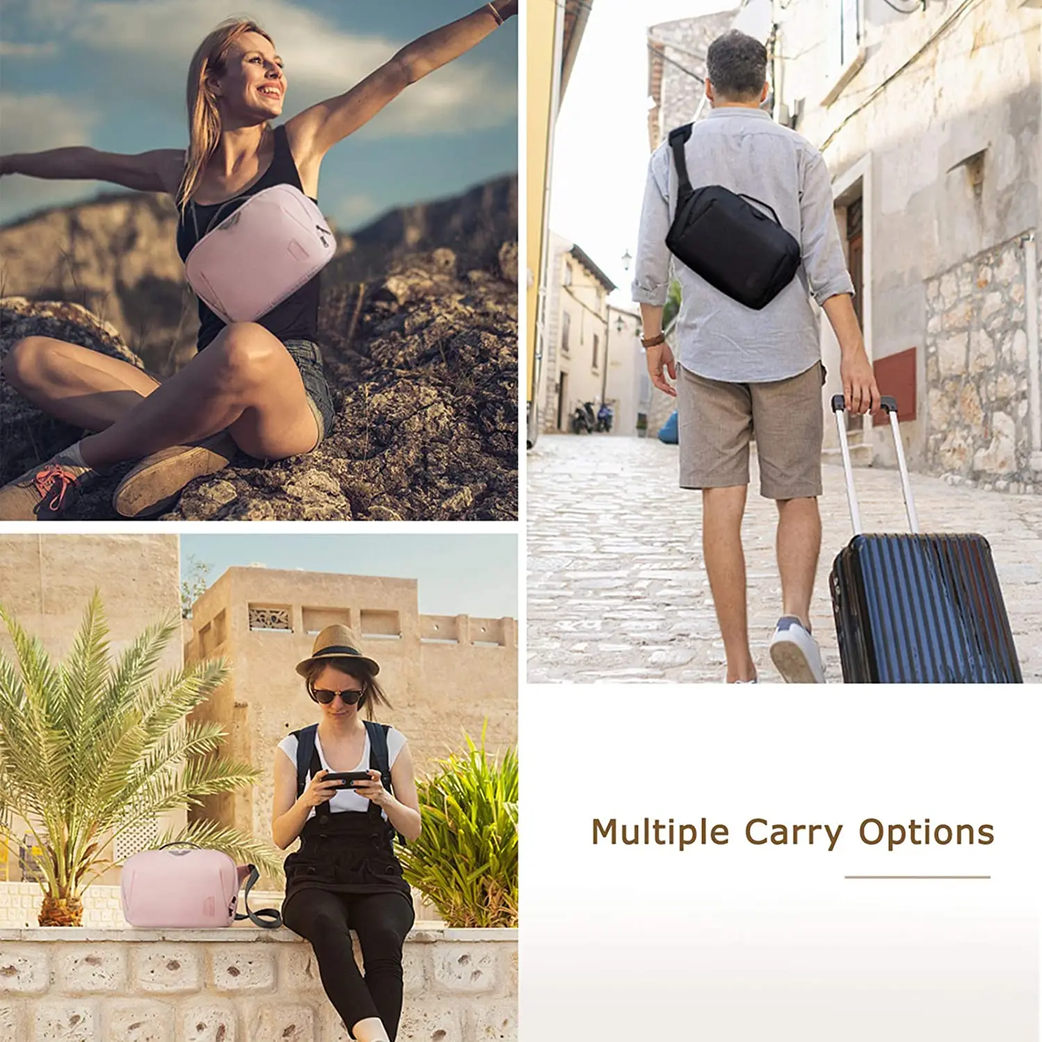 Expanded view Camera Bag  SLR Camera Sling Bag Purse Cross body Bag with Padded Shoulder Strap