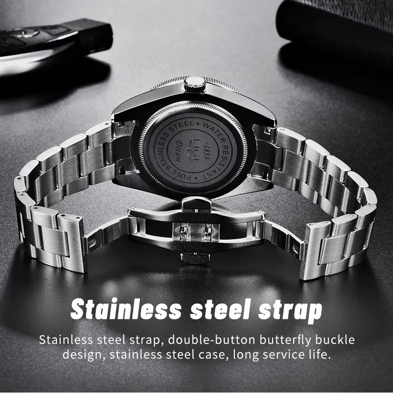 Мужские автоматические водонепроницаемые светящиеся часы нового дизайна LIGE, деловые наручные часы со стальным ремешком, мужские кварцевые часы