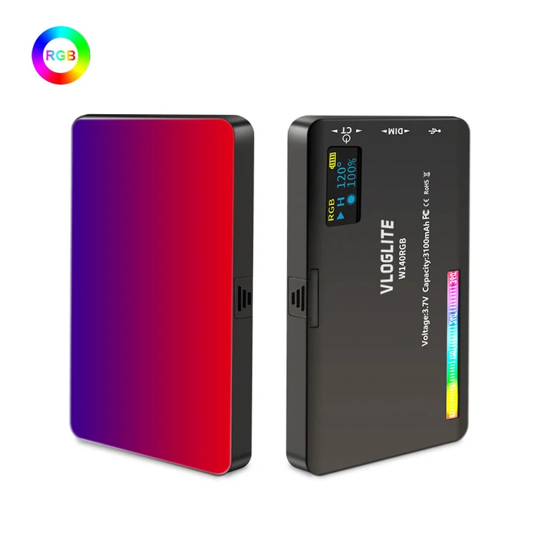 Mini RGB Camera Video Light 8W 3100mAh Rechargeable Battery LED Camera Accessories Light Kit for Photography Studio Shooting