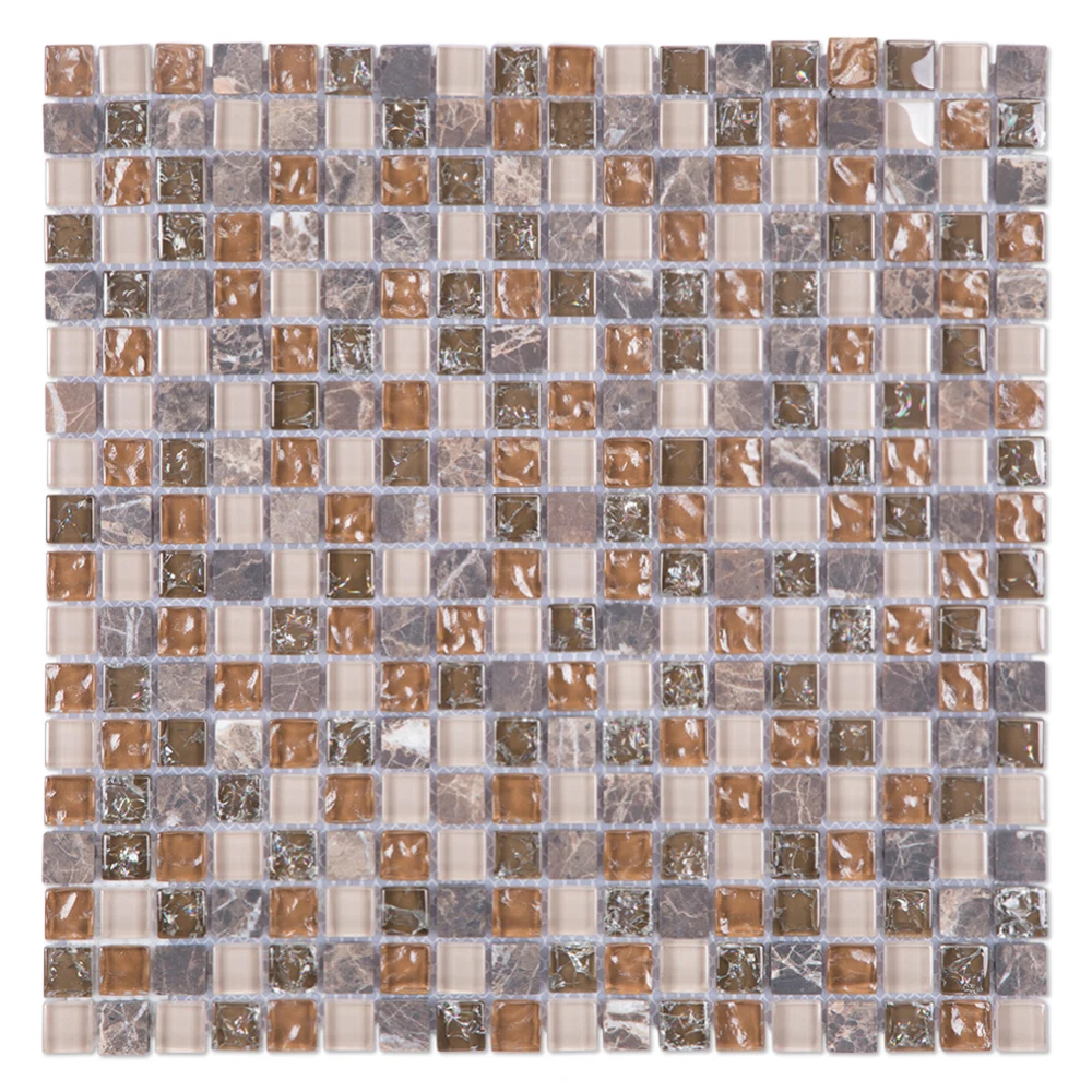 300x300 mm Home decor broken natural stone ice crack brown glass mosaic tiles for bathrooms and toilets