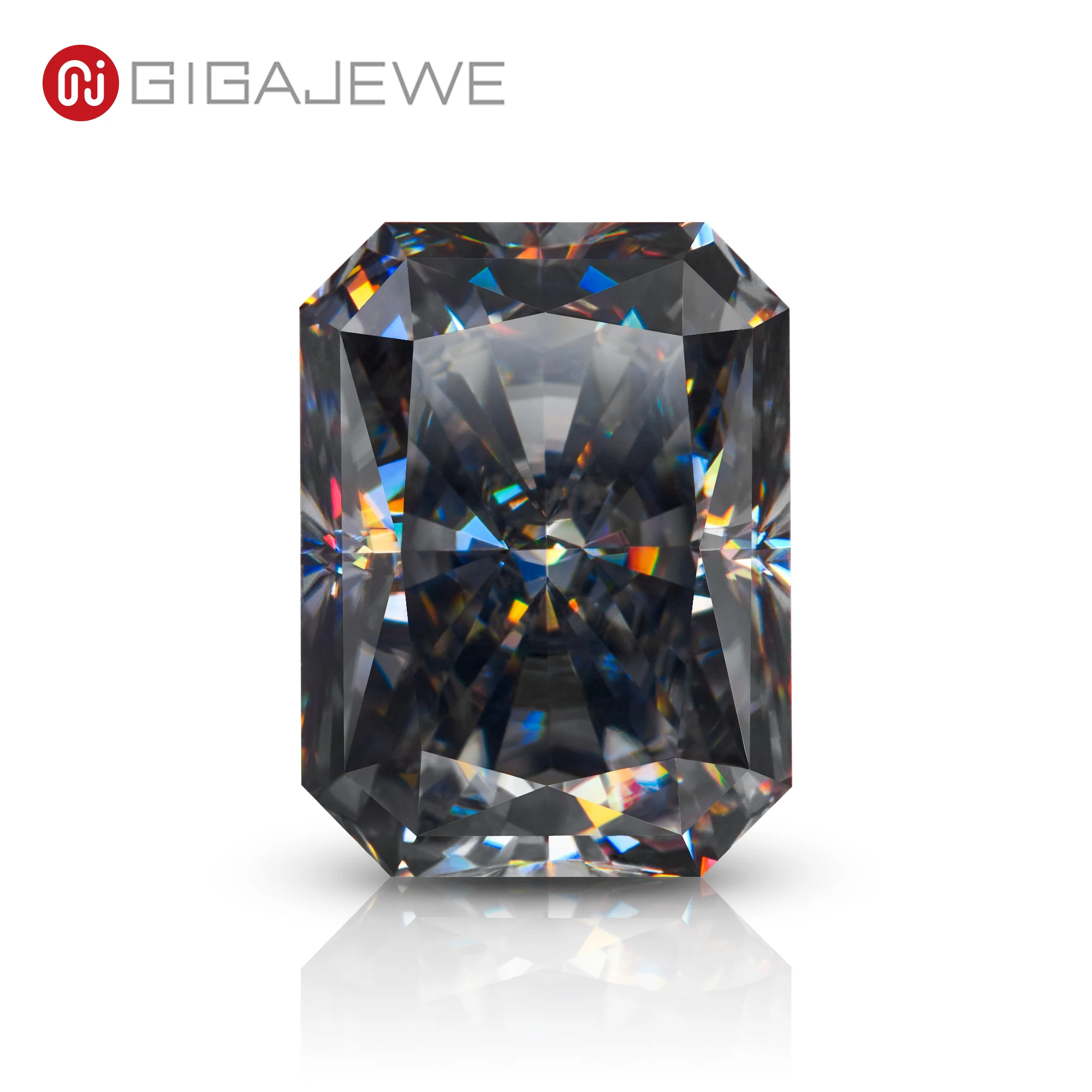 GIGAJEWE Gray Color Radiant Cut VVS1 Clarity Moissanite Gemstone Synthetic Moissanite Diamond for Jewelry Making