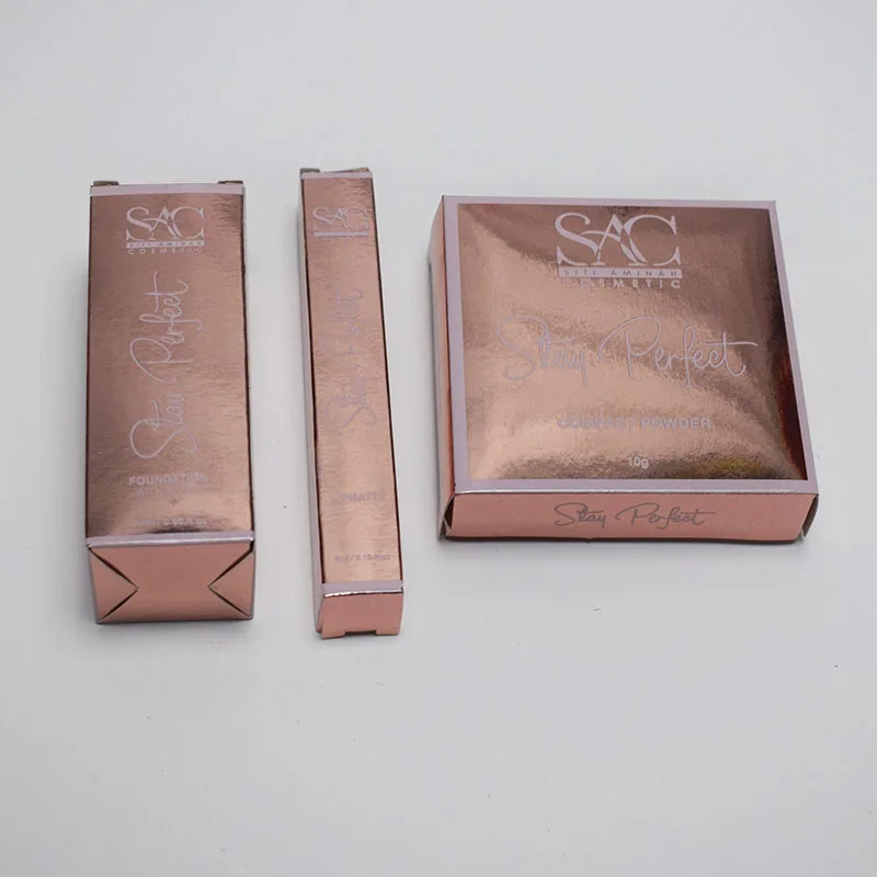 
custom logo rose gold compact powder box for cosmetic packing 