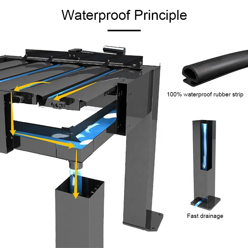 QINGYING louver pergola large pavilion outdoor garden bench gazebo