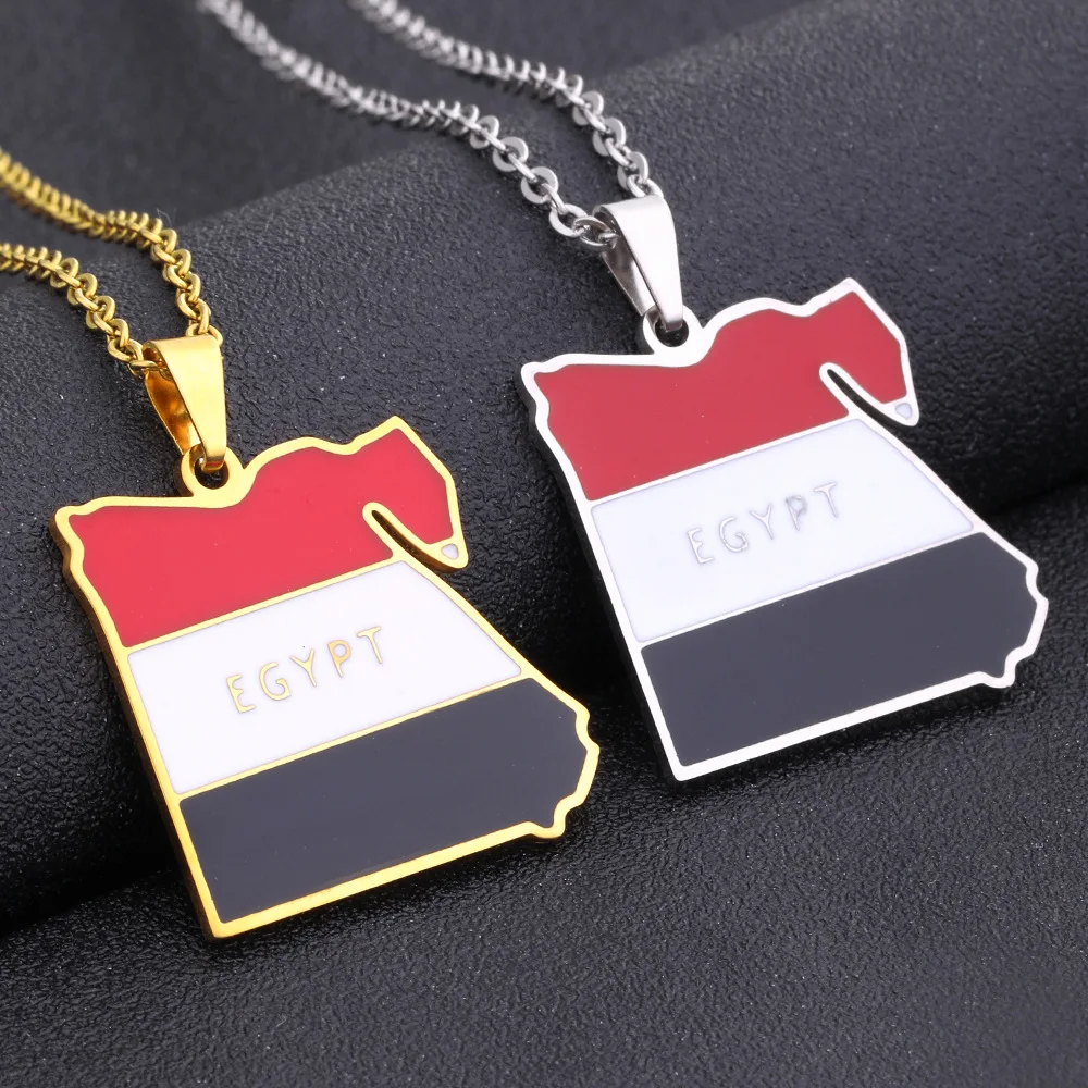 High Quality Country Egypt Map Stainless steel Pendant Necklaces for Men Women Egyptians Maps