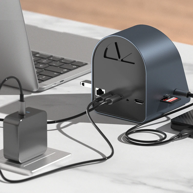 10 in 1 type c multifunctional hub Fast charging USB3.0 RJ45 1000Mbps PD100W wireless charging  Laptop Converter