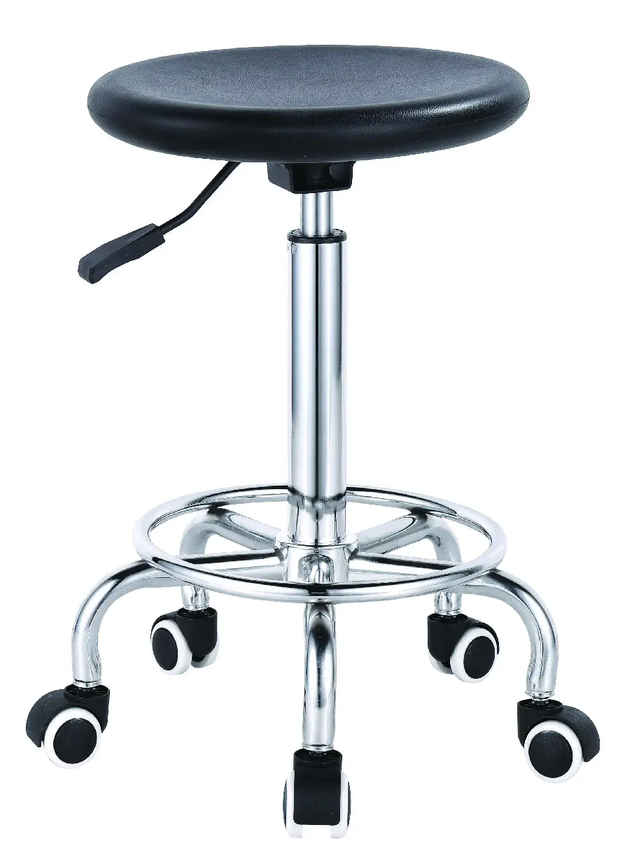 Round Stool With PU Leather,Height Adjustable for Shop,Counter,Office,SPA Salon,Pedicure,Tattoo; Black