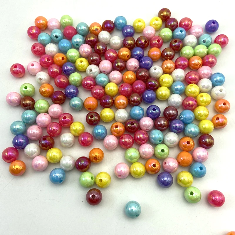 Factory Wholesale Plastic Plating Colorful Round Beads Acrylic AB Loose Beads For Jewelry Making Decorative Accessories Beads