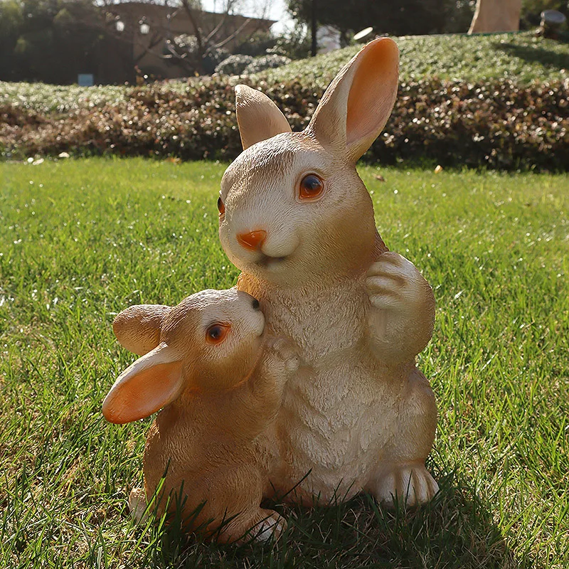 Funny Garden Animals Statue Easter Bunny Table Decorations Rabbit Garden Statue Outdoor Decor Resin Figurine Decoration for Lawn