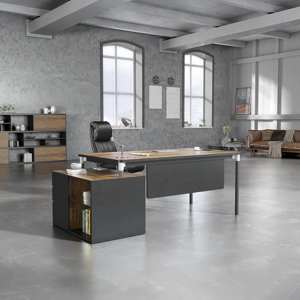 Open office furniture WESOME metal leg single workbench wooden office desk