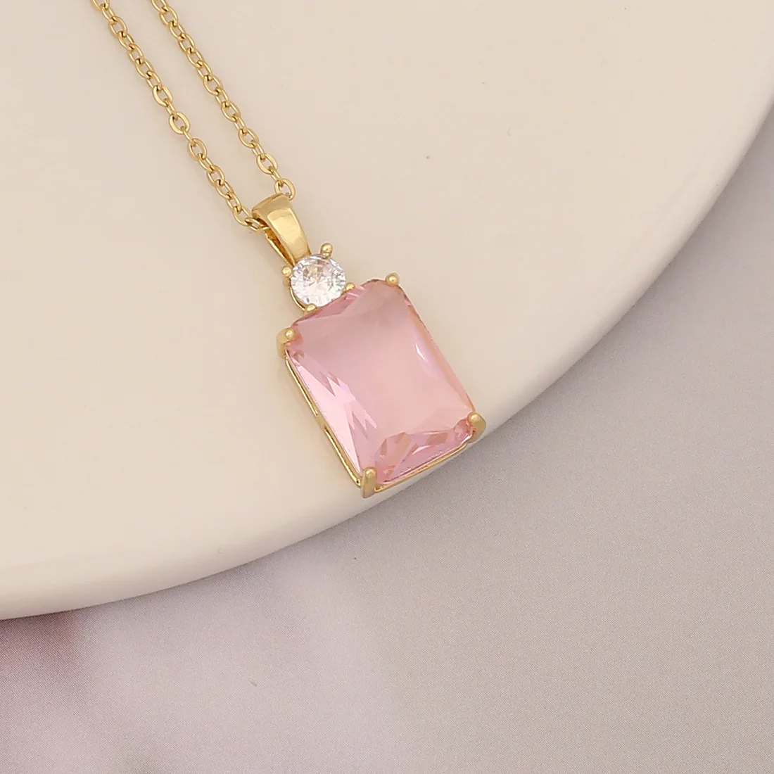 Purple Crystal Heart Butterfly Flower Rabbit Pendant Necklace Fashion Necklace for Women Jewelry 18k Gold Brass CLASSIC Zircon