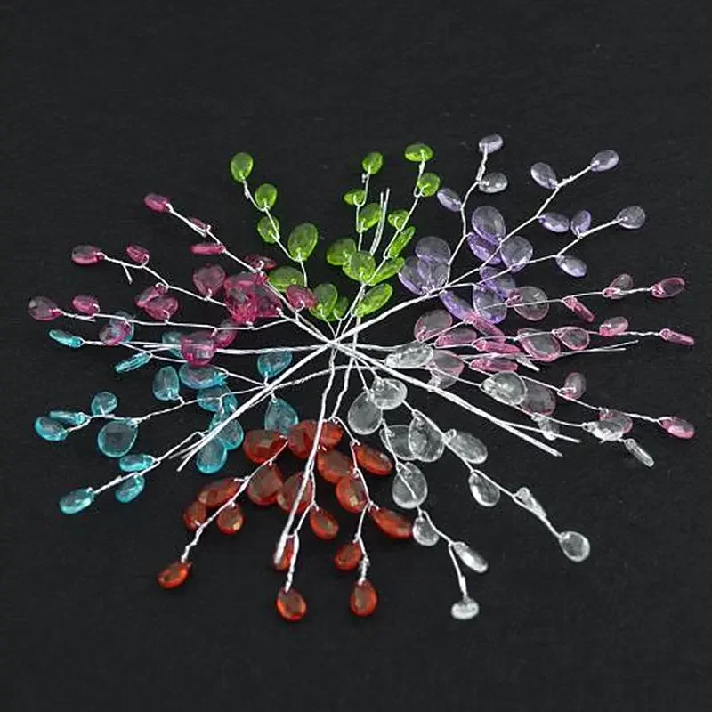 Artificial flower stem crystal clear acrylic bead drop for wedding centerpiece