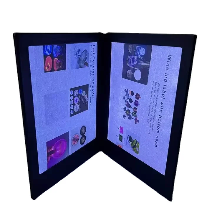 Hot Sales For Restaurant Bar Nightclub Light Up LED Menu Cover Pu Leather Foldable Double Side LED Glowing Menu Holder Book