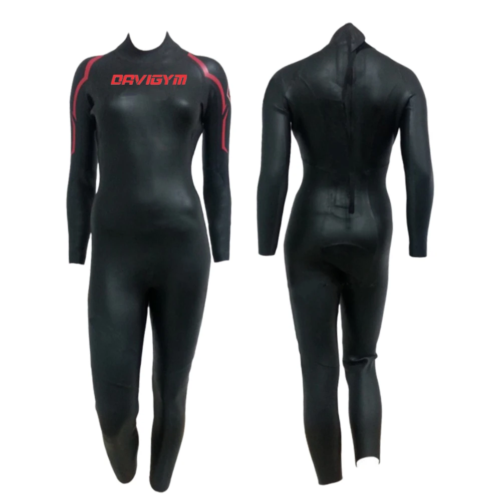 Custom Stock High Quality Women Black 3mm Neoprene Front Chest Zip Long Sleeves Scuba Diving Surfing Swim Suit Full Wetsuits