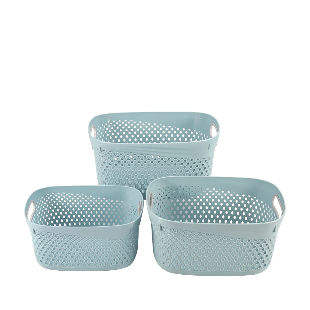 Washing bin dirty clothes storage oval plastic laundry basket with cutout handles