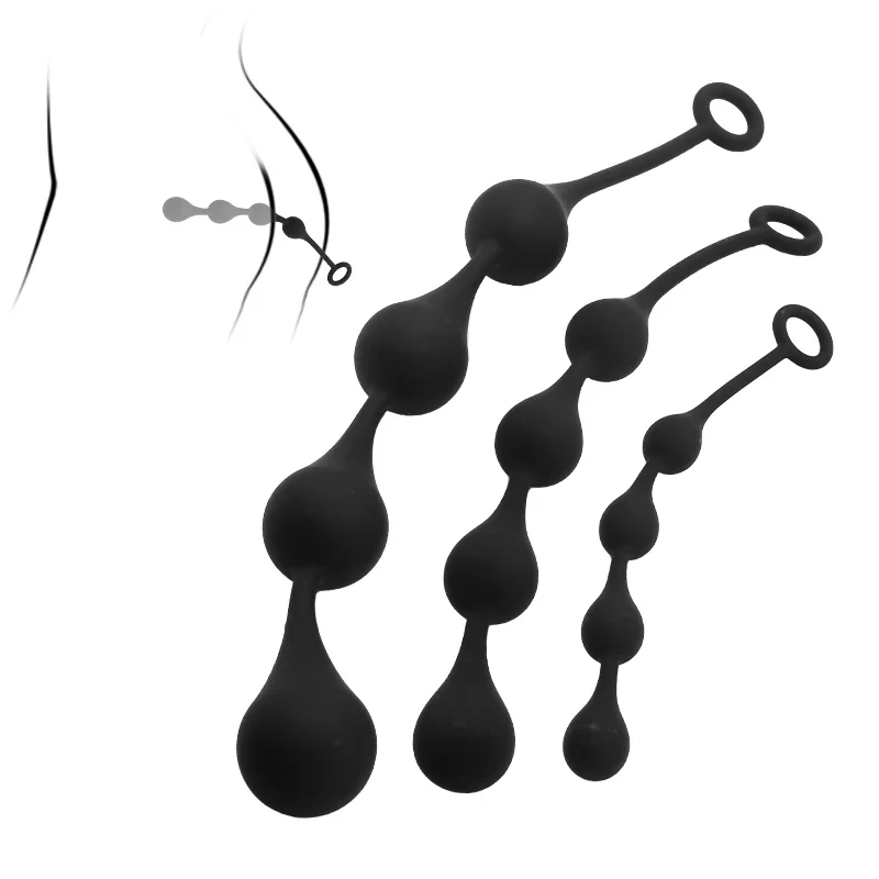 S M L Black sex anal beads butt plug unisex  men and women masturbation sex tools anal plug