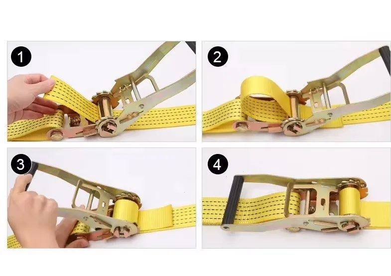 1.5 inch colorful custom logo printing truck cargo lashing belt Straps with hook Ratchet Tie Down