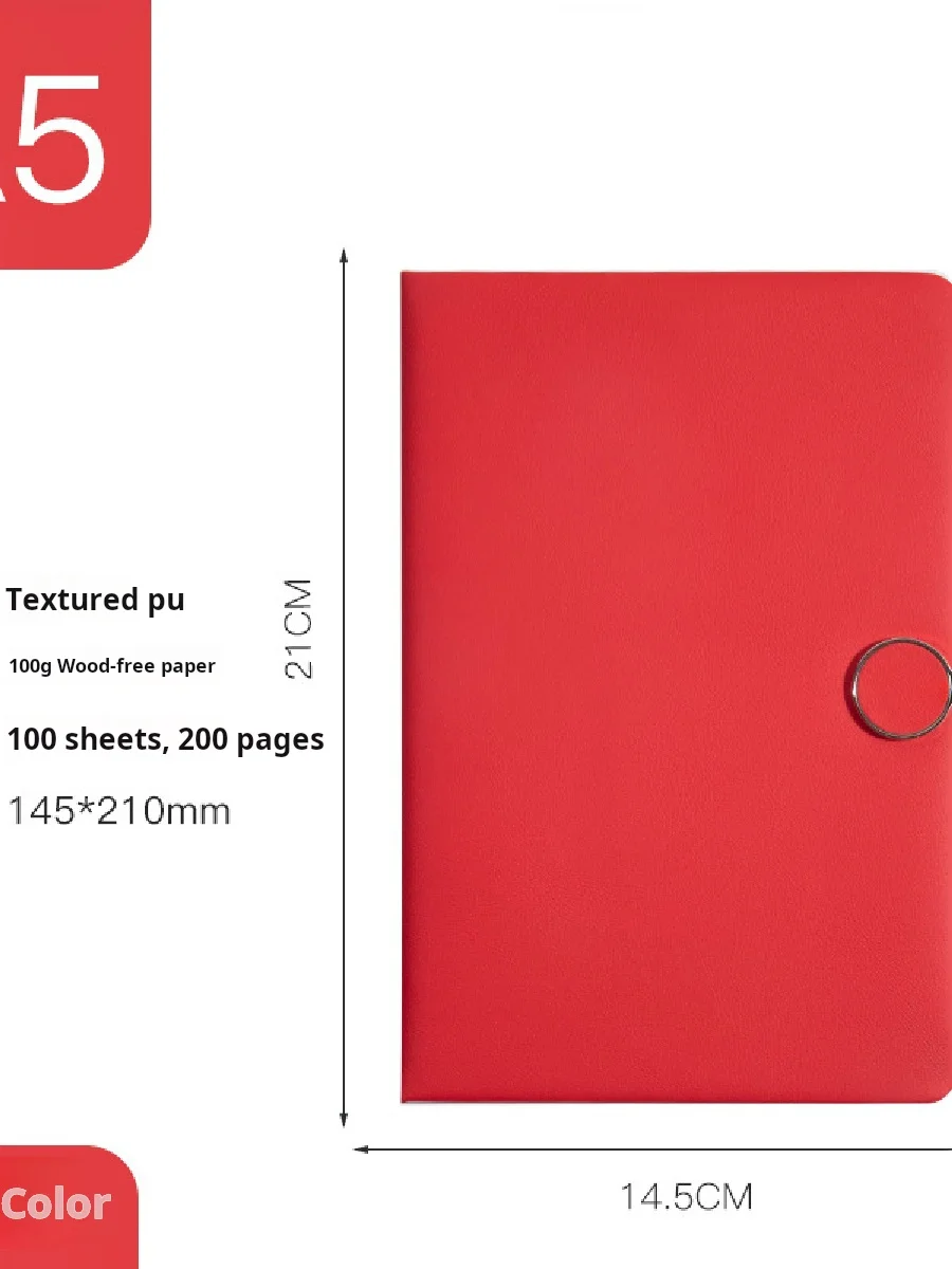 A5 Notebook Wholesale Soft Leather Office Diary with Circular Magnetic Buckle Thickened PU Cover for Gifts