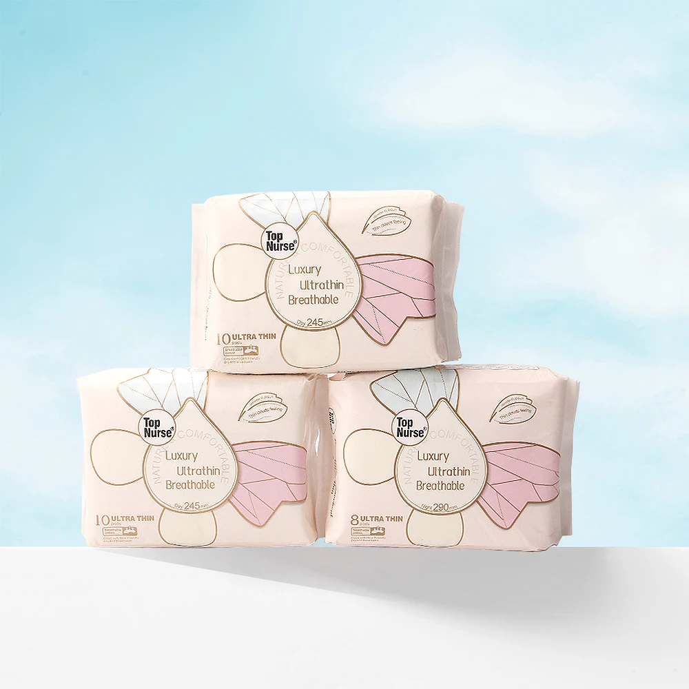 Factory Wholesale Breathable Cotton Sanitary Napkin Ultra Absorbent Overnight Pads with Wings