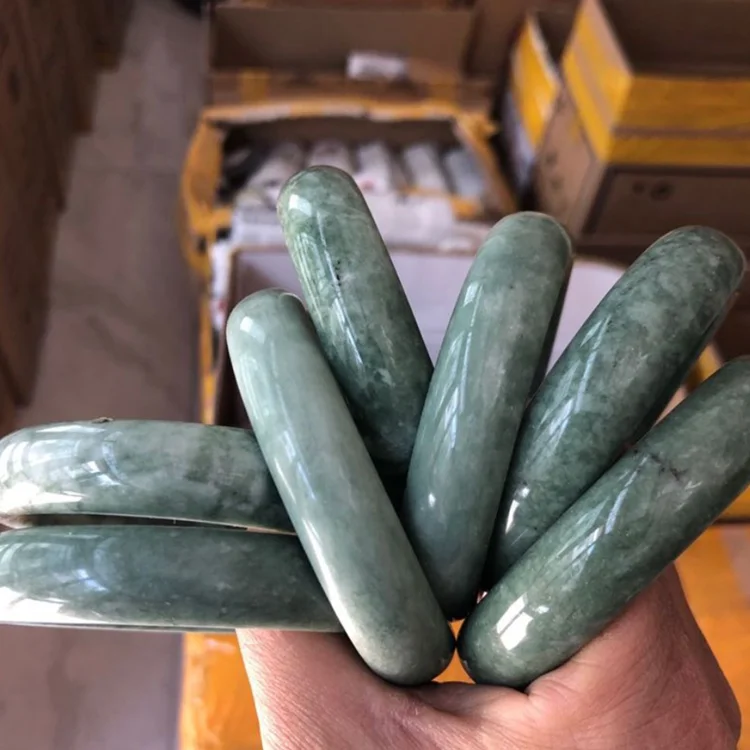 Green jadeite jade bracelet A Grade Classic shape natural gemstone jadeite bracelet jade round fashion bracelet JADE Bangles
